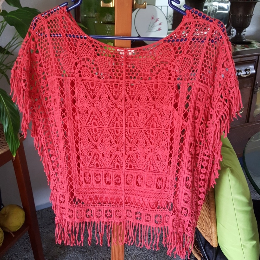 Red Lace Top - Picture 3 of 4